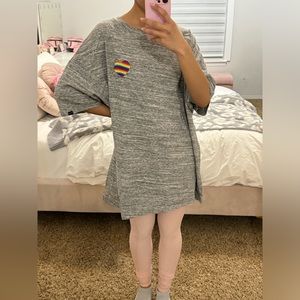 Victoria Secret PINK One-Size embroidered pride rainbow heart heather gray